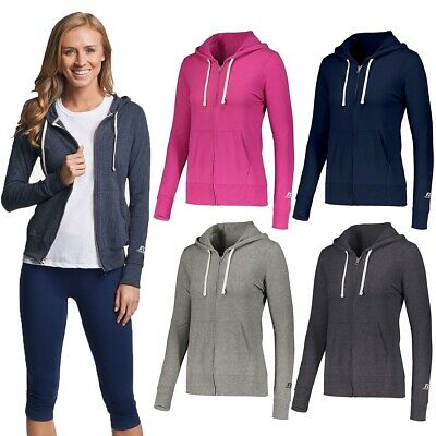 Russell Athletic Women’s Hoodie Full Zip Light Cotton Blend Hooded Sweatshirt