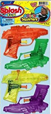 4 Pack Water Pistols Toy Squirt Guns Water Squirters Plastic Play