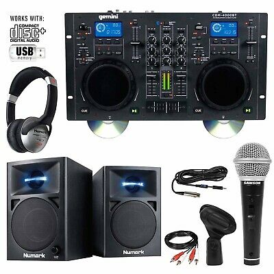 Gemini Cdm-4000bt Cd/mp3/usb Dj Media Player Speakers Mic & Headphones